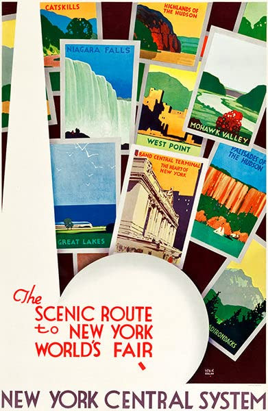 New York Central System - Scenic Route to World's Fair - 1939 - Travel Poster