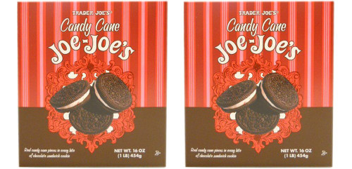 Trader Joes Candy Cane Joe Joes Sandwich Cookies (Pack of 2) Limited Edition for the Holidays