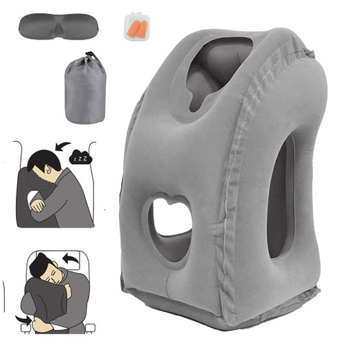 STTARLUK Inflatable Travel Pillow, Inflatable Airplane Pillow Comfortably Supports The Head, Neck and Chin, Inflatable Neck Pillow for Travel Pillow with Free Eye Mask/Earplugs (Grey) STTARLUK Inflatable Travel Pillow, Inflatable Airplane Pillow Comfortably Supports The Head, Neck and Chin, Inflatable Neck Pillow for Travel Pillow with Free Eye Mask/Earplugs (Grey)