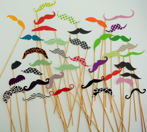 38 Pc Photo Booth Party Props Mustache on a Stick 38