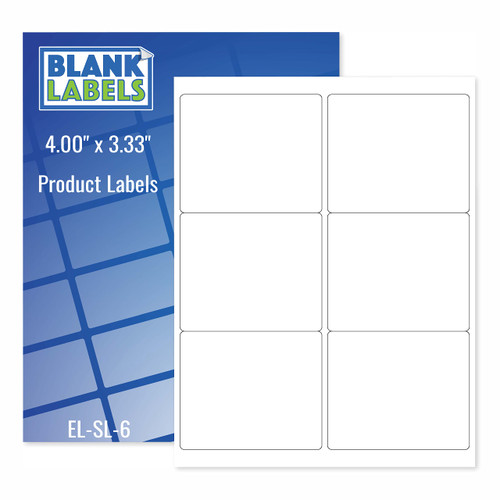 Blank Labels Address Barcode Shipping Labels, 4" x 3.33" (4 x 3-1/3) Permanent White Matte Label, Inkjet and Laser Printer Guaranteed Made in USA, 6 Labels Per Sheet- 100 Sheets - 600 Labels