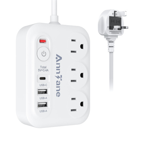 UK Travel Plug Adapter with USB C, 6FT Extension Cord, US to UK Ireland Plug Adapter Type G Travel Adapter with 3 Outlets 3 USB Ports for Scotland London England British Irish Kenya Dubai Travel UK Travel Plug Adapter with USB C, 6FT Extension Cord, US to UK Ireland Plug Adapter Type G Travel Adapter with 3 Outlets 3 USB Ports for Scotland London England British Irish Kenya Dubai Travel