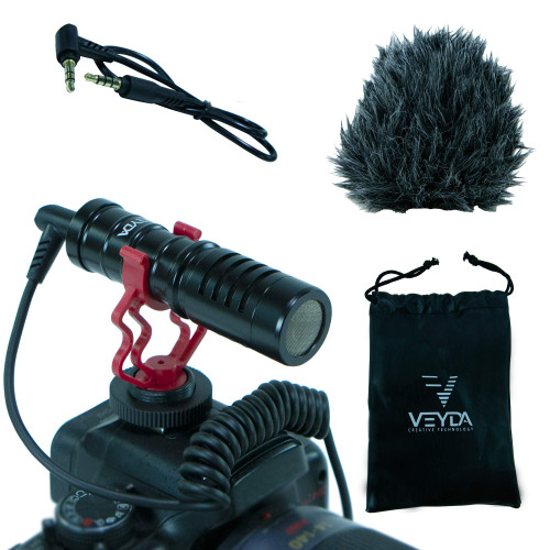 Universal Video Microphone with Shock Mount, VEYDA SD-SG1 Deadcat Windscreen, Case for iPhone, Android Smartphones, Canon EOS, Nikon DSLR Cameras and Camcorders - Perfect Camera Microphone Shotgun Mic Universal Video Microphone with Shock Mount, VEYDA SD-SG1 Deadcat Windscreen, Case for iPhone, Android Smartphones, Canon EOS, Nikon DSLR Cameras and Camcorders - Perfect Camera Microphone Shotgun Mic