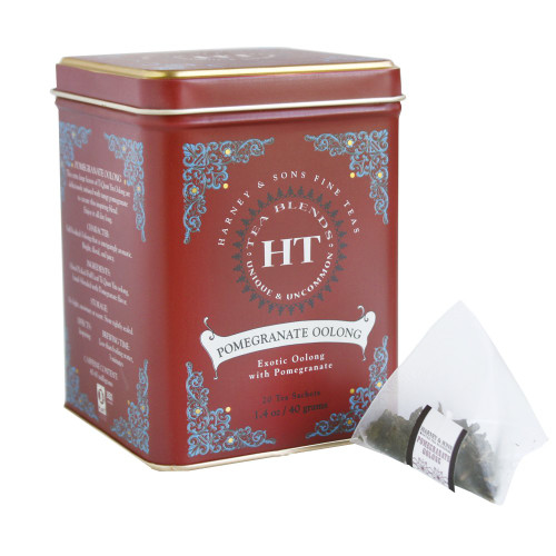 Harney and Sons Tea Sachets, Pomegranate Oolong, 20 Count (Pack of 4), Red (01-1852)