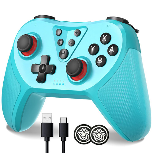 OFOTEIN Switch Controller,Wireless Pro Controller for Nintendo Switch/Switch Lite/Switch OLED, Switch Gamepad with Adjustable Turbo Vibration,6-Axis Gyro Sensor,Wake-Up Function (Blue)