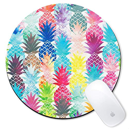 Galdas Mouse Pad Colorful Pineapple Design Mousepad Non-Slip Rubber Gaming Mouse Pad Round Mouse Pads for Computers Laptop