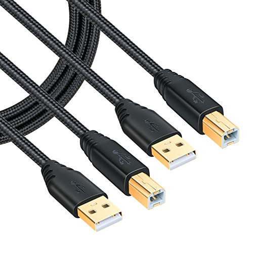 Besgoods 2-Pack USB Printer Cable 6ft Braided USB 2.0 Type A Male to B Male Printer Scanner Cord (Black)