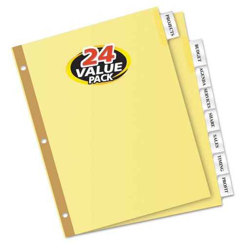 Avery 11115 Insert Divider Bulk Pk, 8 Tabs, 24 Sets/Bx, Buff Stock/Clear