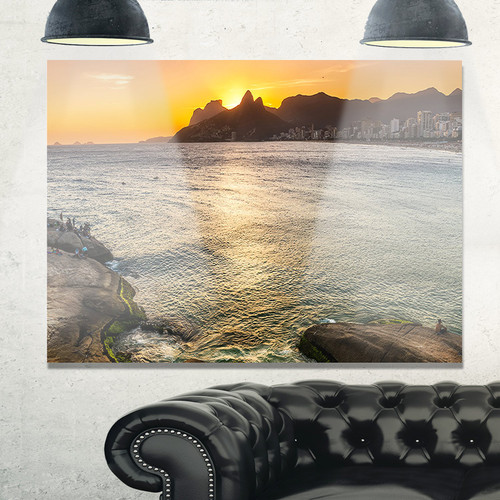 Designart Ipanema in Rio de Janeiro Sunset Extra Large Seascape Metal Wall Art, 20x12 Designart Ipanema in Rio de Janeiro Sunset Extra Large Seascape Metal Wall Art, 20x12