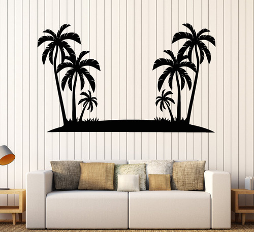 Large Vinyl Wall Decal Palm Trees Island Beach Style Stickers Mural (ig4332) Grey Large Vinyl Wall Decal Palm Trees Island Beach Style Stickers Mural (ig4332) Grey