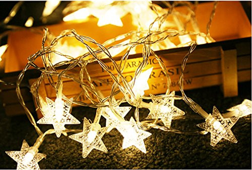 Beaumode Twinkle Star String Lights 10Ft 20 LED Battery Powered Fairy String Lights for for Chrismas Year Party Wedding Garden Décor (Warm White,Star)