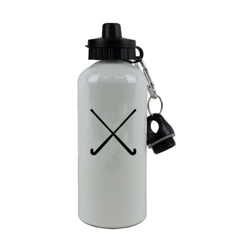 Personalized Custom Crossed Field Hockey Sticks Aluminum White Finish 20 Ounce 600ML Sport Water Bottle Customizable
