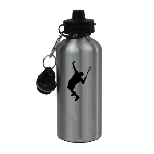 Personalized Custom Serving Male Tennis Player Aluminum Silver Finish 20 Ounce 600ML Sport Water Bottle Customizable