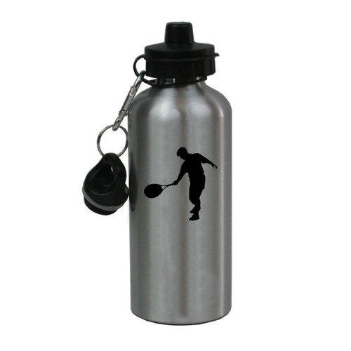 Personalized Custom Male Tennis Player Aluminum Silver Finish 20 Ounce 600ML Sport Water Bottle Customizable
