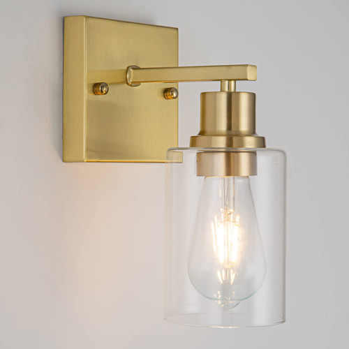 FILIMITIY 1-Lights Gold Bathroom Light Fixture,Brushed Brass Vanity Light with Clear Glass Shade, Modern Bath Wall Lights for Living Room,Hallway,Bedroom FILIMITIY 1-Lights Gold Bathroom Light Fixture,Brushed Brass Vanity Light with Clear Glass Shade, Modern Bath Wall Lights for Living Room,Hallway,Bedroom