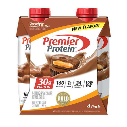 Premier Protein Shake, Chocolate Peanut Butter, 30g Protein, 11 Fl Oz (Pack of 4)
