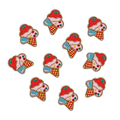 XUNHUI 10 pcs Ice Cream Patches Embroidered Badges Iron On Patches Applique Sticker for Clothing
