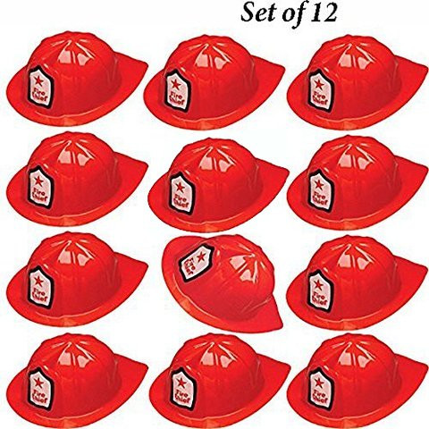 Tytroy Soft Plastic Firefighter Pretend Play Hat Dress Up Fireman Halloween Costume (12 pc)