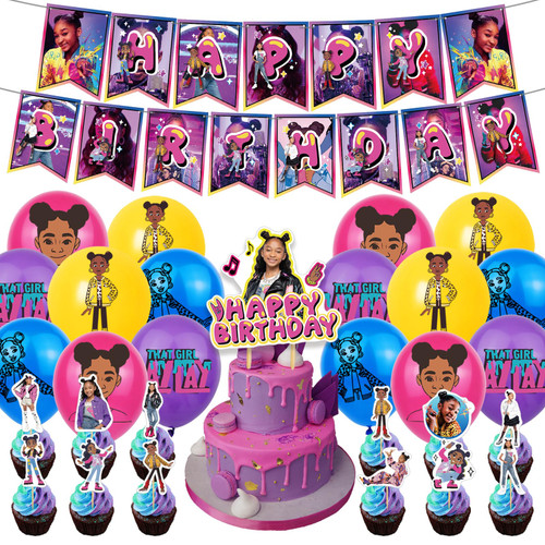 30PCS That Girl Lay Lay Party Supplies That Girl LayLay Birthday Party Decorations Contains Banners, Balloons, Cake toppers.