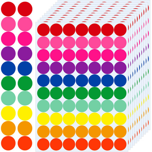 Colored Dot Stickers 1400 PCS Color Coding Labels Round Circle Stickers Labels Sticky Dots Stickers for Toddlers Dots Labels 10 Color 3/4 Inch Colored Sticker Dots Office Student Classroom Papers Etc