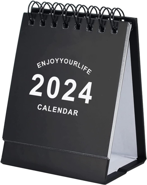 Small Desk Calendar 2023-2024, Mini Desk Calendar from Jul. 2023 - Dec. 2024 for Planning Organizing Daily Scheduler, Small Calendar 2024 for Home Office School(Black)