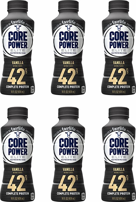 Fairlife Core Power High Protein Milk Shake, Natural Flavor Ready to Drink Protein Shake Distributed by Forbes Premier, 42gm (Vanilla flavor, Pack of 6 Bottles)