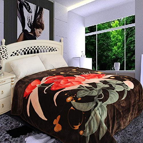 ShiGo Heavy Weight Korean Tech Queen Size Super Soft Luxury Blanket-Lamp Flowers