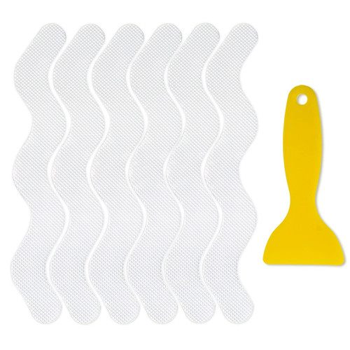 36 Pcs Non Slip Shower Stickers and a Scrapers, Anti Slip Bathtub Stickers, Non Slip Tub Stickers, Shower Non Slip Stickers, Shower Adhesive Strips, Shower Grip Stickers (Clear)
