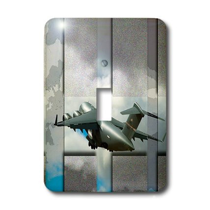 3dRose LSP_45356_1"an Airplane in Flight with Blue and Turquoise Tones Layered and Posturized Toggle Switch