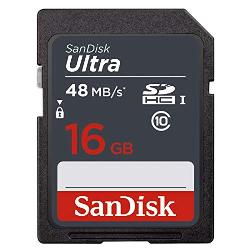 Sandisk 2 Pack - SanDisk Ultra 16GB SD SDHC Memory Flash Card UHS-I Class 10 Read Speed up to 48MB/s 320X, Black (SDSDUNB-016G-GN3IN)