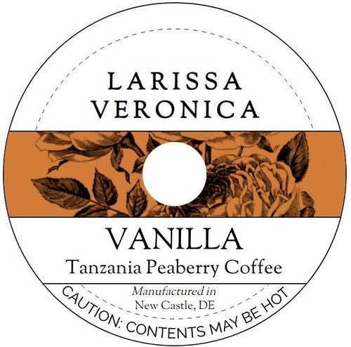Vanilla Tanzania Peaberry Coffee (Single Serve K-Cup Pods) (Gourmet, Naturally Flavored, Whole Coffee Beans) (12 pods, ZIN: 574977)