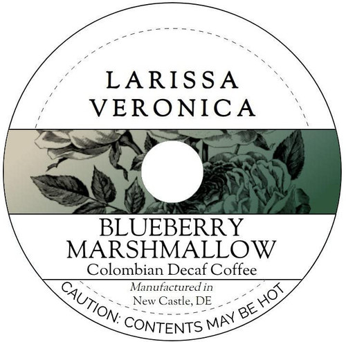 Blueberry Marshmallow Colombian Decaf Coffee (Single Serve K-Cup Pods) (Gourmet, Naturally Flavored, Whole Coffee Beans) (12 pods, ZIN: 576012)
