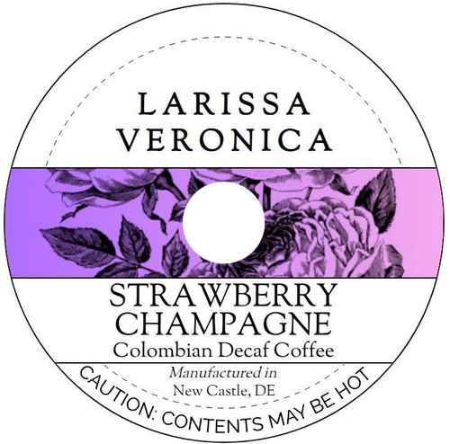 Strawberry Champagne Colombian Decaf Coffee (Single Serve K-Cup Pods) (Gourmet, Naturally Flavored, Whole Coffee Beans) (12 pods, ZIN: 576380)