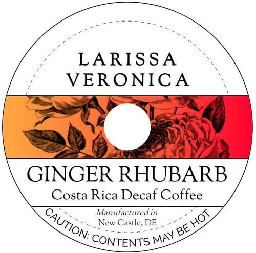 Ginger Rhubarb Costa Rica Decaf Coffee (Single Serve K-Cup Pods) (Gourmet, Naturally Flavored, Whole Coffee Beans) (12 pods, ZIN: 576592)