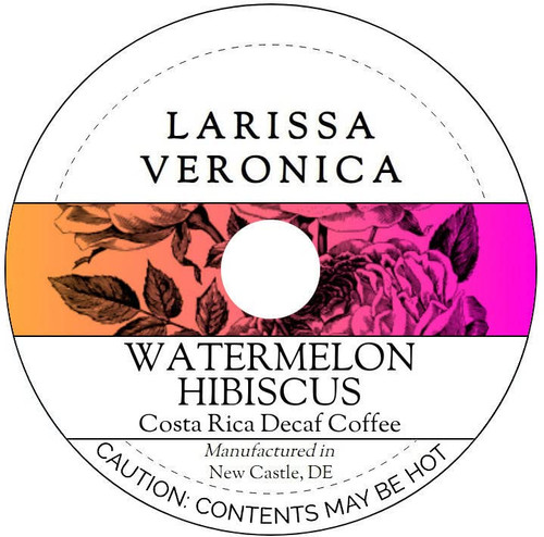 Watermelon Hibiscus Costa Rica Decaf Coffee (Single Serve K-Cup Pods) (Gourmet, Naturally Flavored, Whole Coffee Beans) (12 pods, ZIN: 577744)