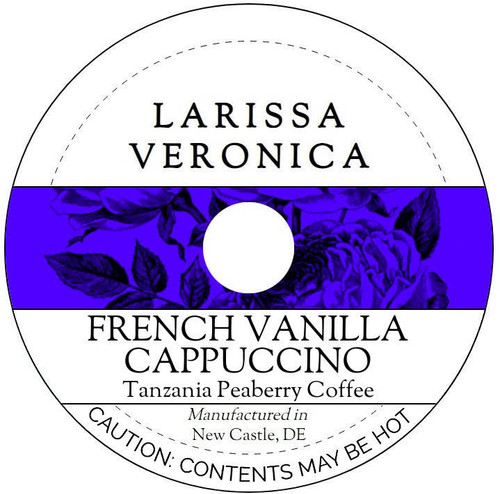 French Vanilla Cappuccino Tanzania Peaberry Coffee (Single Serve K-Cup Pods) (Gourmet, Naturally Flavored, Whole Coffee Beans) (12 pods, ZIN: 578097)