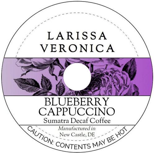 Blueberry Cappuccino Sumatra Decaf Coffee (Single Serve K-Cup Pods) (Gourmet, Naturally Flavored, Whole Coffee Beans) (12 pods, ZIN: 578190)
