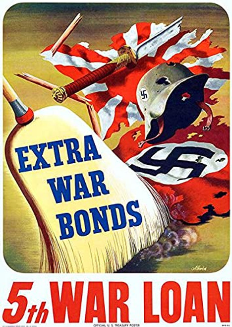 Extra War Bonds - 5th Loan - 1944 - World War II - Propaganda Poster