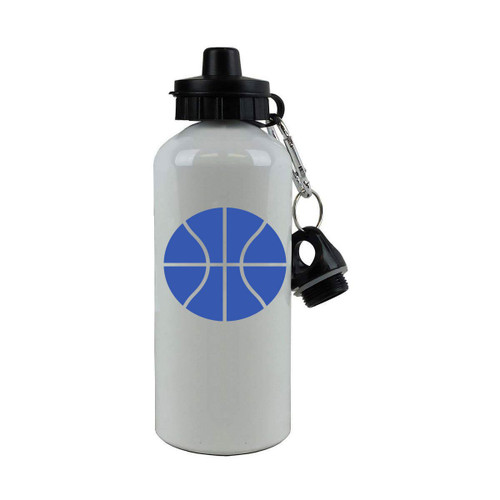Personalized Custom Basketball Aluminum White Finish 20 Ounce Sport Water Bottle Customizable (Blue)