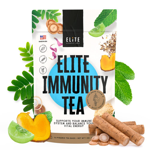 Fasting Tea with Immunity Support - Elite Organic Natural Herbal Tea Blend for Your Intermittent Fasting Hours & Immune System Support. Loose Leaf in 14 Tea Bags. Non-GMO. No Gluten. No Caffeine.