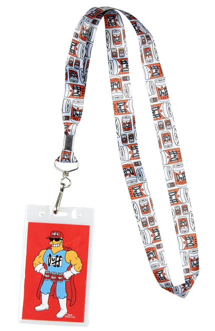 Surreal Entertainment The Simpsons Duff Beer ID Badge Holder Key Lanyard, White, One Size
