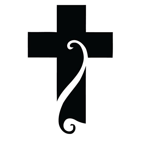 Palm Christian Cross Vinyl Decal Sticker | Cars Trucks Vans Walls Laptops Cups | Black | 5.5 inches | KCD1318