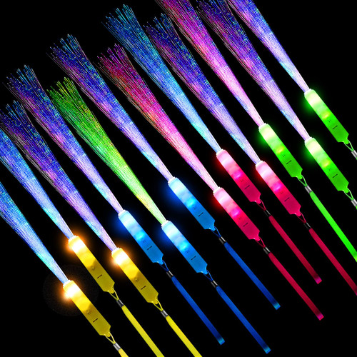 Stondino 41 Pcs Glow Fiber Wands Sticks LED Light Wands Fiber Optic Wands LED Flashing Sticks Glow Flashing Wands Fiber Optic Wands for Party Favors