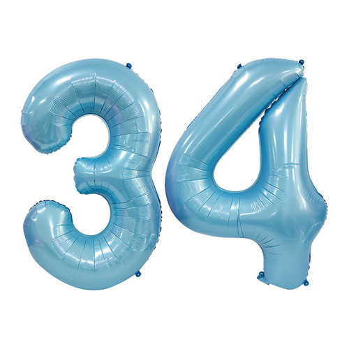 ESHILP 40 Inch Number Balloon Foil Balloon Number 34 Jumbo Giant Balloon Number 34 Balloon for 34th Birthday Party Decoration Wedding Anniversary Graduation Celebration, Blue 34 Number Balloon