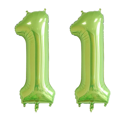 ESHILP 40 Inch Number Balloon Foil Balloon Number 11 Jumbo Giant Balloon Number 11 Balloon for 11th Birthday Party Decoration Wedding Anniversary Graduation Celebration, Green 11 Number Balloon