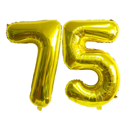 ESHILP 40 Inch Number Balloon Foil Balloon Number 75 Jumbo Giant Balloon Number 75 Balloon for 75th Birthday Party Decoration Wedding Anniversary Graduation Celebration, Gold 75 Number Balloon