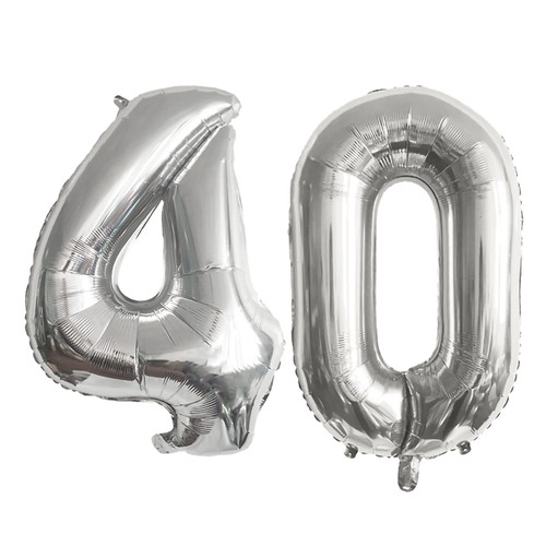 ESHILP 40 Inch Number Balloon Foil Balloon Number 40 Jumbo Giant Balloon Number 40 Balloon for 40th Birthday Party Decoration Wedding Anniversary Graduation Celebration, Silver 40 Number Balloon