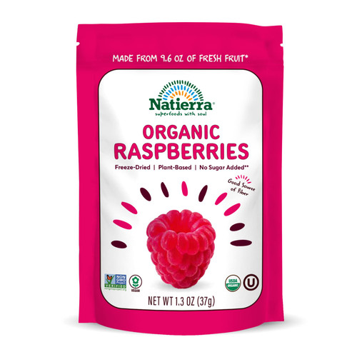 NATIERRA Nature's All Foods Organic Freeze-Dried Raspberries | Non-GMO & Vegan | 1.3 Ounce