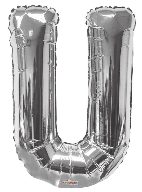 Kaleidoscope Jumbo Letter U Foil Mylar Balloon, Silver, 34"
