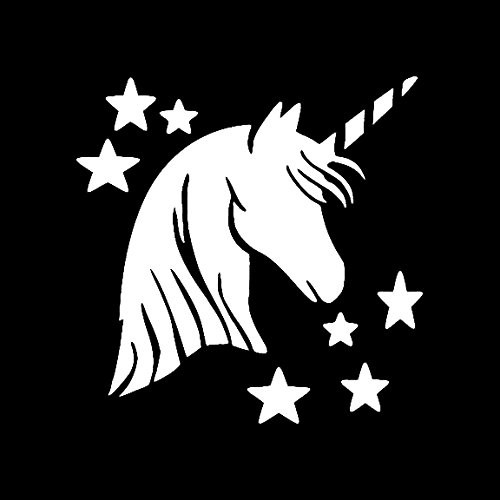 Makarios LLC Unicorn Stars Decal Vinyl Sticker|Cars Trucks Vans Walls Laptop MKR| WHITE |5.75 x 6 in|MKR012